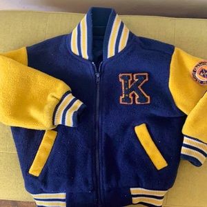 Toddler Varsity ‘K’ letterman jacket by Kitestrings